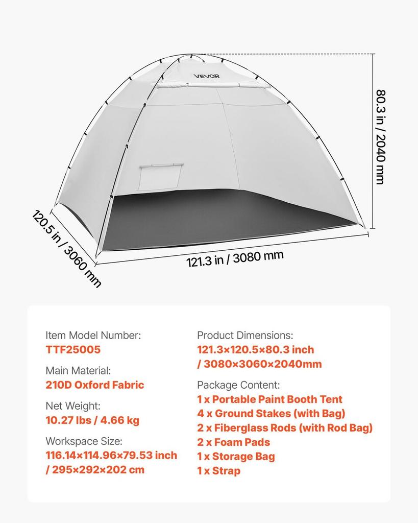 Portable Paint Booth Tent, 2950 x 2920 x 2020mm Painting Tent Station, Spray Shelter with Built-in Floor & Mesh Screen, Large Space, Oxford Spray