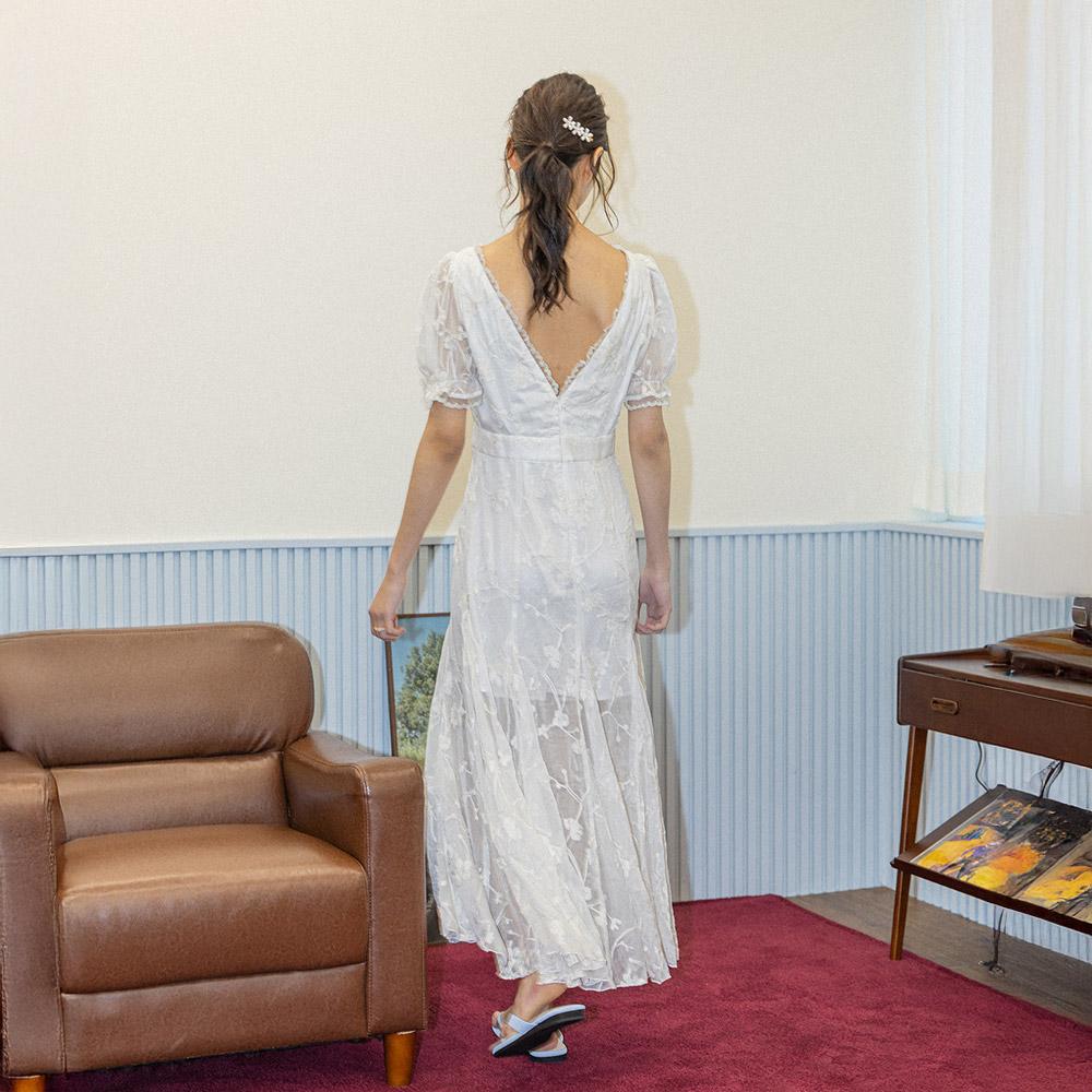 Deondeulob Dd_Square Neck Lace Dress_White
