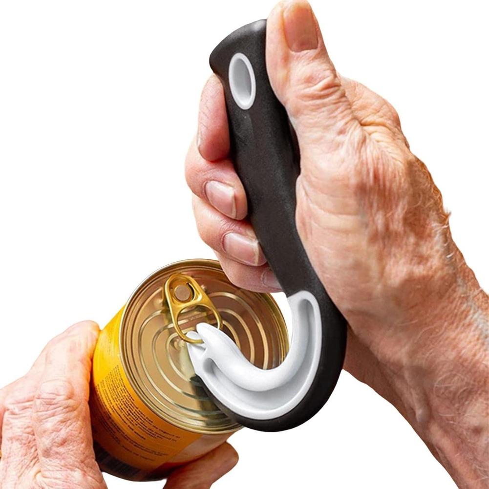 Portable J-Shaped Non-Slip Jar & Can Opener – Easy-Grip Multifunctional Lid & Ring Pull Opener