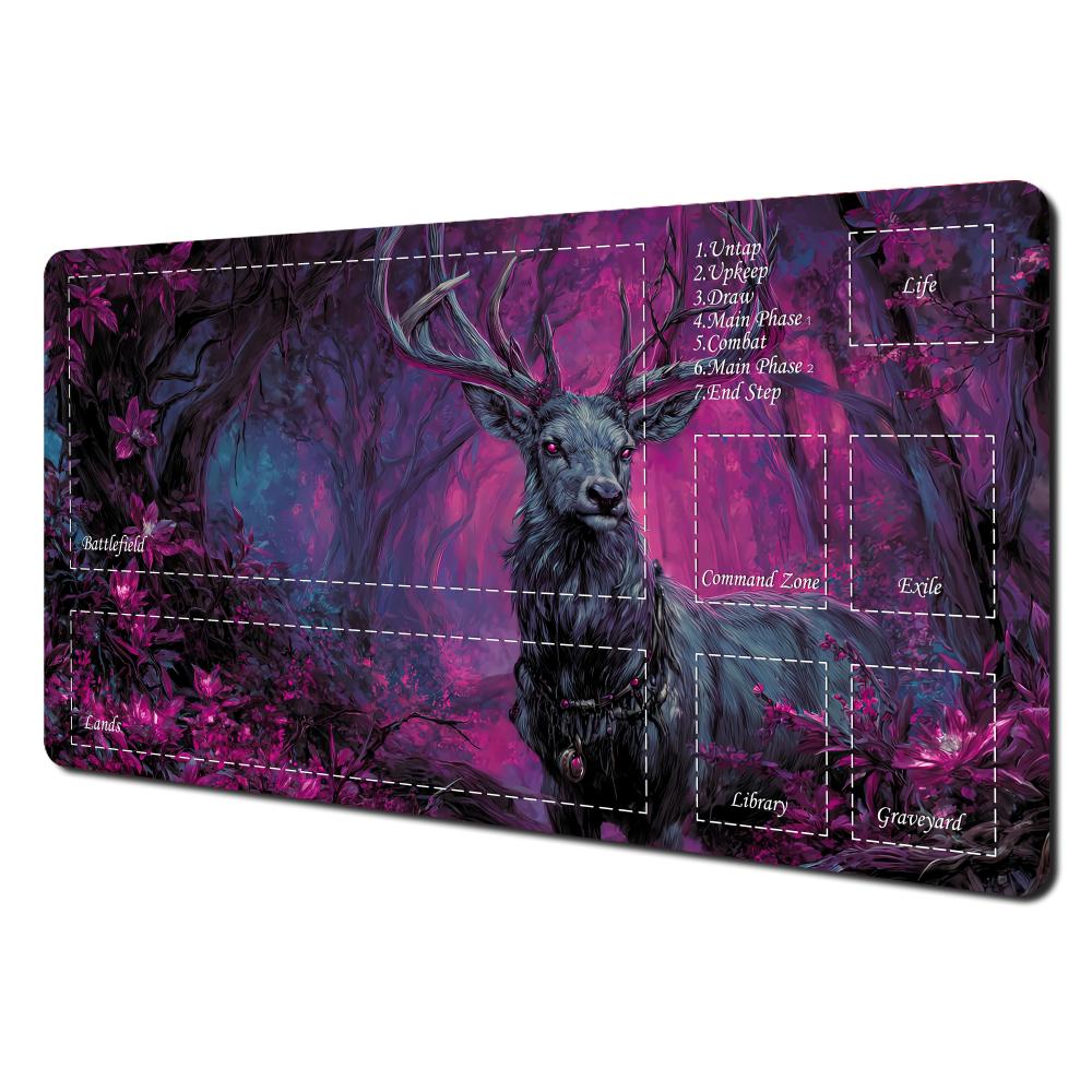 Magic The Gathering Playmat Otter Wizard in Enchanted Forest with MTG Turn Structure Zones mmmm Thick Durable Stitched E 800x300x2mm