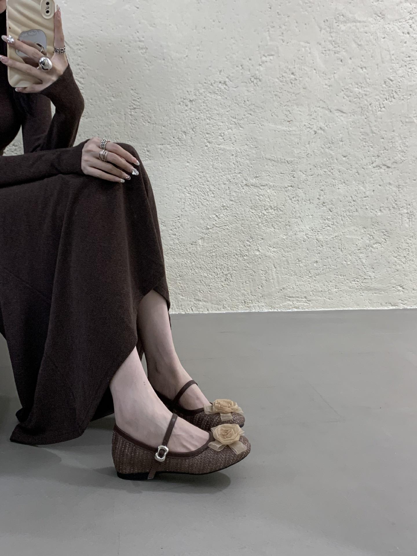 Французские ретро туфли Мэри Джейн с маленьким бантиком, нежно-розовые, одинарные туфли, туфли феи, весна и лето, вечерние, вечерний бриз, нежные туфли 35