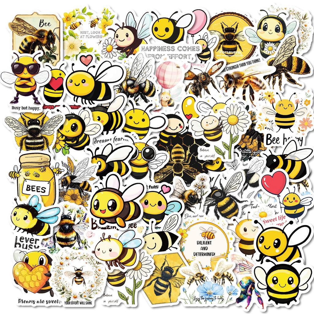 New 50 Cartoon Animal Bee Graffiti Stickers Combined with PVC Waterproof Notebook Guitar Decoration