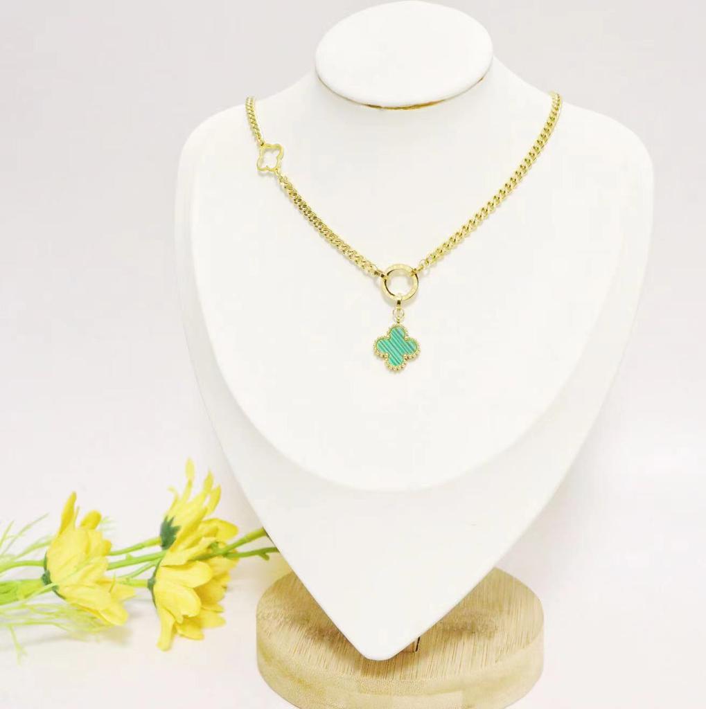 Titanium Steel Gold Four Leaf Grass Necklace Female Collar Chain Jewelry
