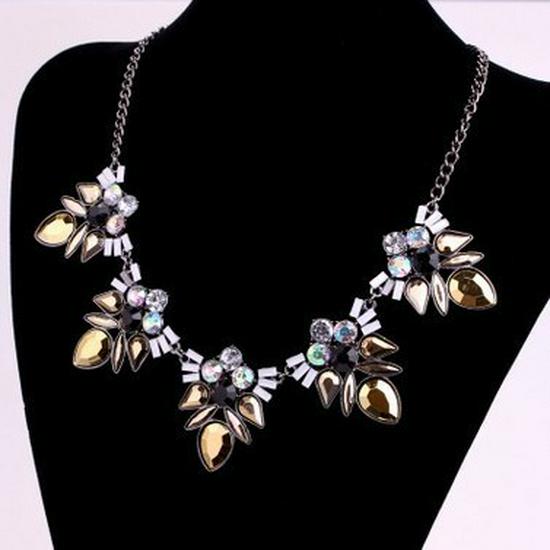 Colorful Geometric Frosted Fan-shaped Trapezoidal Necklace with Resin and Oil Drip Accents