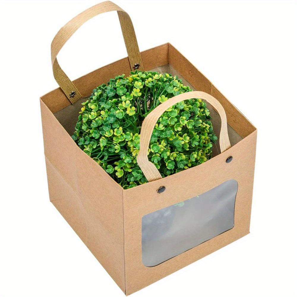 20pcs Gift Bags with Window and Handle Party Favor Bags Kraft Paper Square Bag Treat Bags Gift Wrap Bag Packaging Bags for Birthdays Weddings Parties