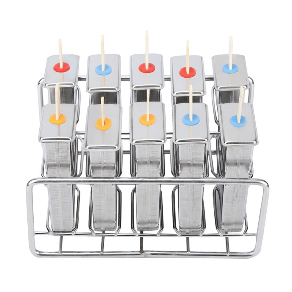 10PCS 304 Stainless Steel Round Head Fat Plate Ice Cream Mold Popsicle Mold Double Groove