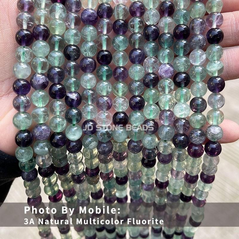 Sell Natural Colorful Fluorite Beads 4 6 8 10 12mm Pick Size High Quality Beads Ice Fluorite Gemstone For Jewelry Making