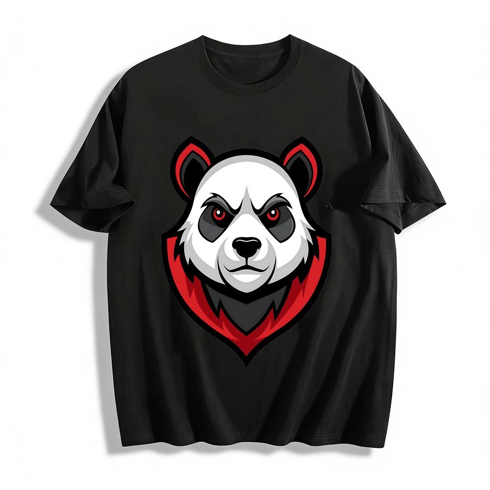 Fierce Panda Print Trendy Casual Loose Fit Top For Daily Wear Pure cotton T-shirt XXS
