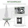 80 cm Schwarzer Runder Garten-Esstisch, Outdoor Kaffee Bistro Beistelltisch mit gehärteter Glasplatte und Stahlrahmen für Terrasse, Veranda