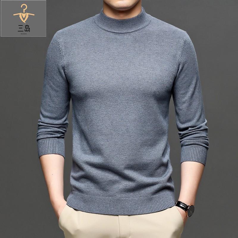 Mishima Japonsko Sts Nevyblednoucí Anti-Pilling Jednobarevný Polorolák Kašmírový Pánský Slim-Fit Svetr Pánský Podkladový Svetr