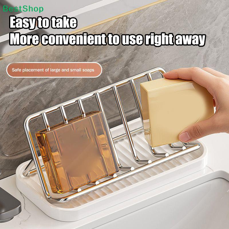 Stainless Steel Soap Rack Kitchen Bathroom Sink Shelf W Drainage Tray Rust-resistant Saver Basket For Kitchen Bathroom Accessory