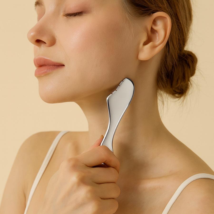 Stainless Steel Gua Sha for Face & Body, Lymphatic Drainage & Lifting Massager, Anti-Puffiness Skin Care Tool