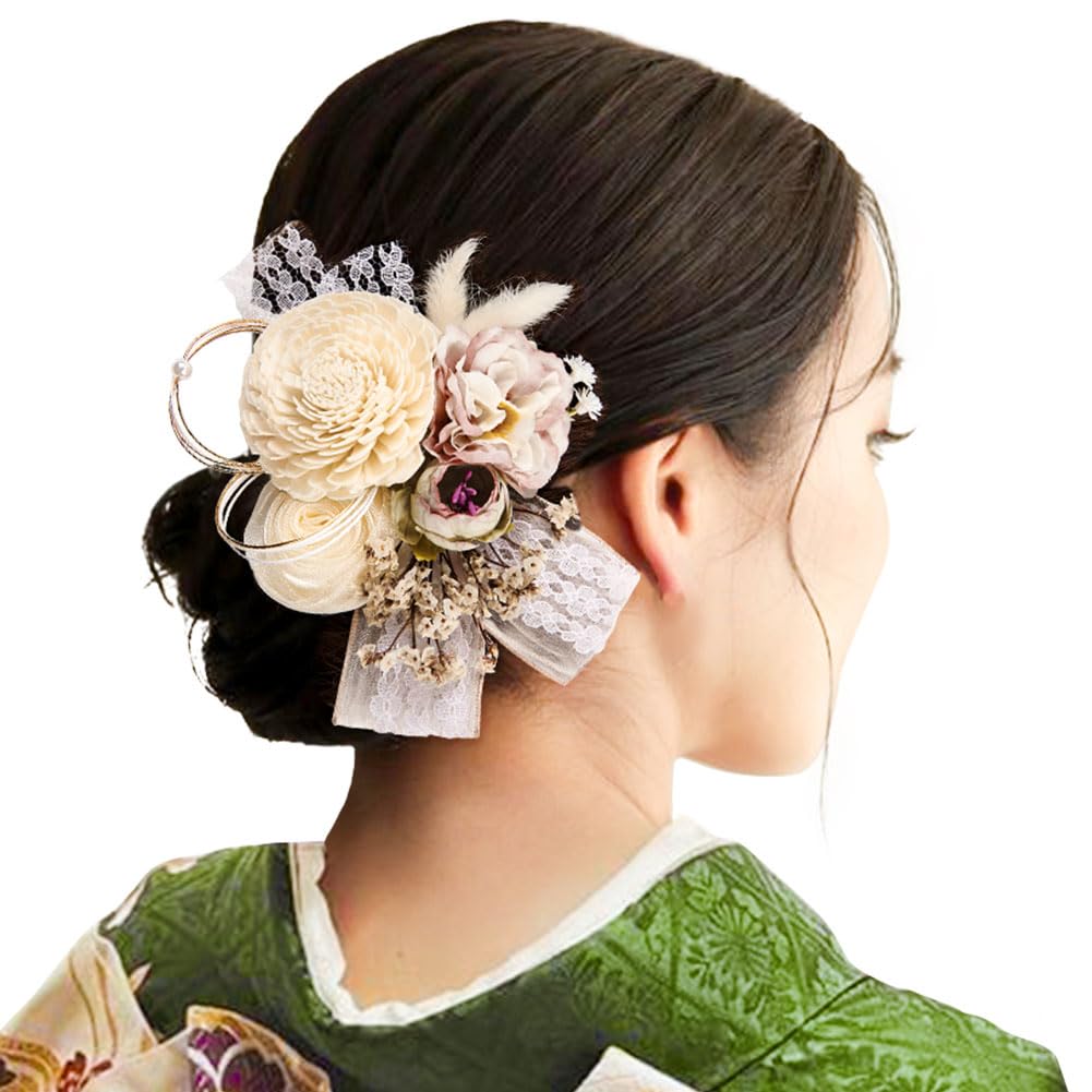 OTAKUMARKET Hair Flower Hair Hair 2 1 Piece x Light Ornament, Yukata, Coming-of-Age Ceremony, Design, Shichi-Go-San, Hakama, Kimono, Graduation,