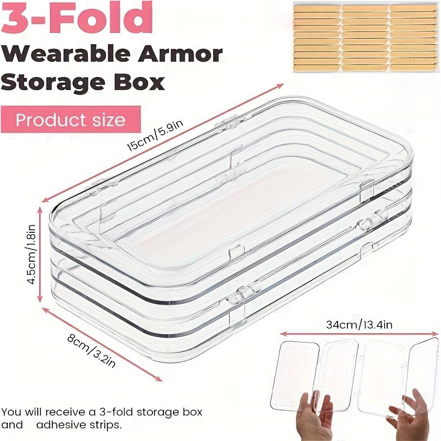Nail Art Storage Box, Nail Accessories Transparent Display Storage Box, 3 Tier Foldable Nail Storage Box Set, for Press on Nails