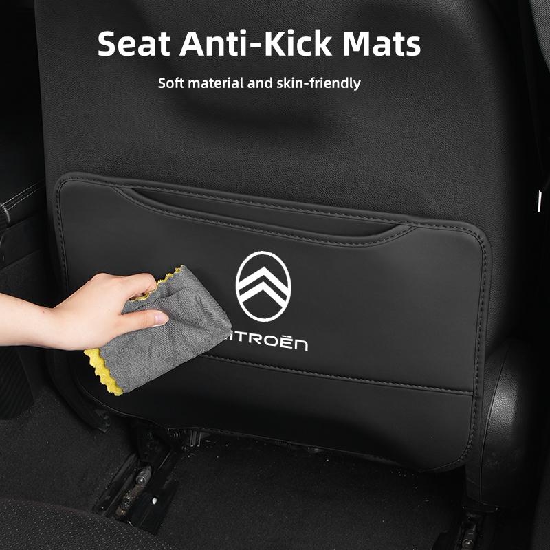 Car Anti-Kick Pad Seat Back Protective Cover Storage Pocket Auto Accessories For Citroen C4 C3 C5 C1 C2 VTS Berlingo Celysee
