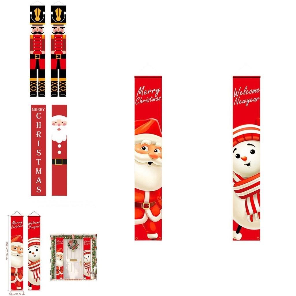 Festive Christmas Door Banner Snowman Santa Hanging Wall Decor