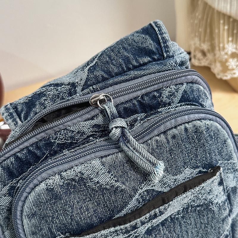 Denim Rucksack Reise Leichter Rucksack Multifunktionale Brusttasche