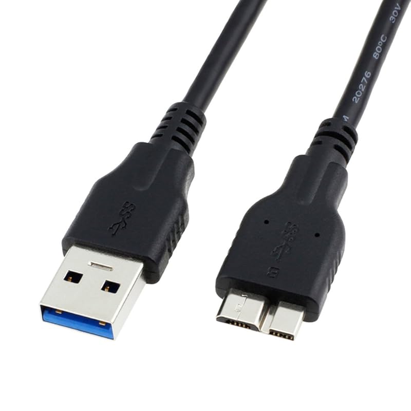 QCEs USB 3.0 Micro Cable, External Hard Drive Cable USB 3.0 Type A Male to Micro B Cord Compatible with Samsung Galaxy S5 Note 3, Camera, External