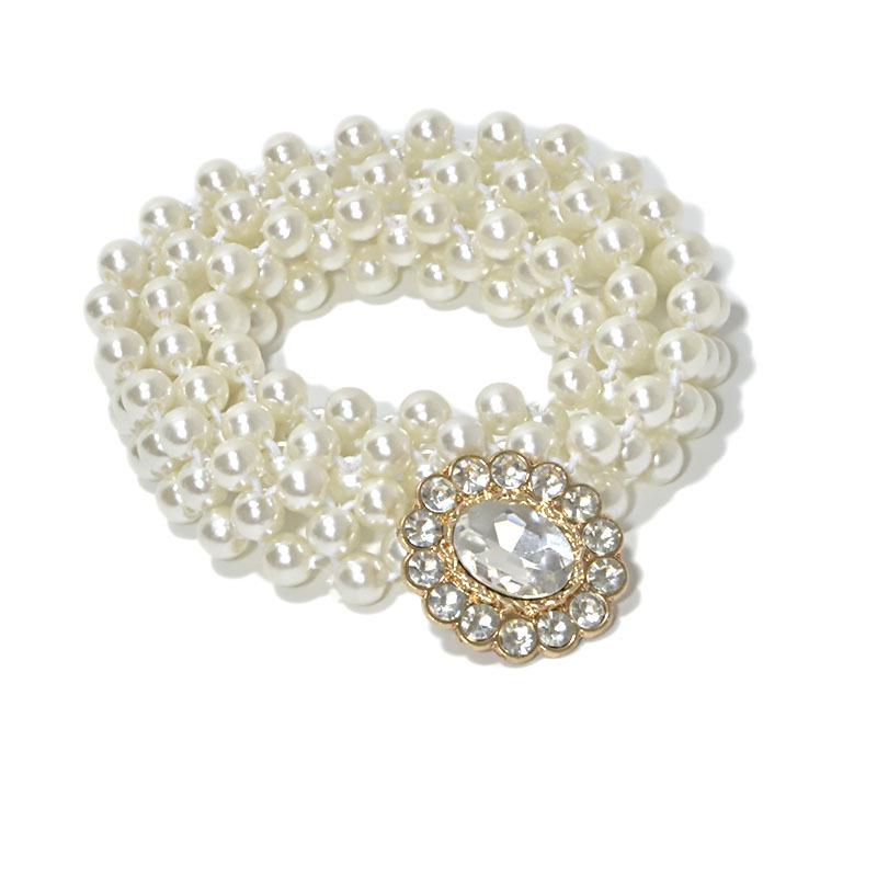 Meier Pearl waist chain - women's rhinestone embellished belt with large buckle