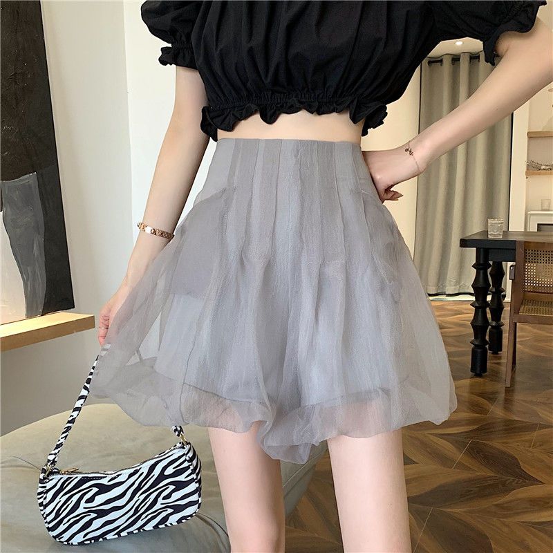 High-End Sexy A-Line Mini Skirt Women's Ins Student Puff Pleated Quick-Dry Shorts Summer