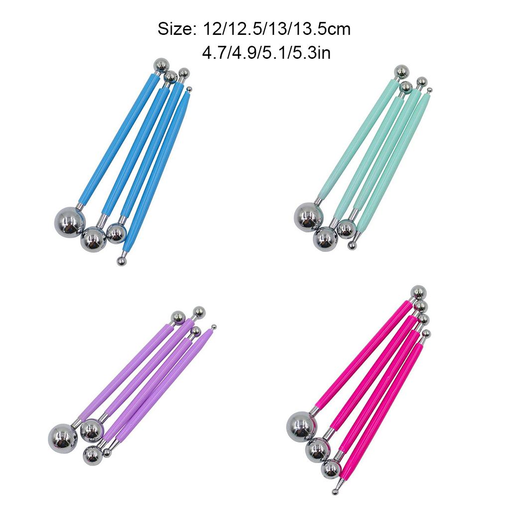 4Pcs Stainless Steel Tools Spherical Sugar Set Group Double Head Clay Sewing Pen Cake Cooking Accessory StylusProfessional