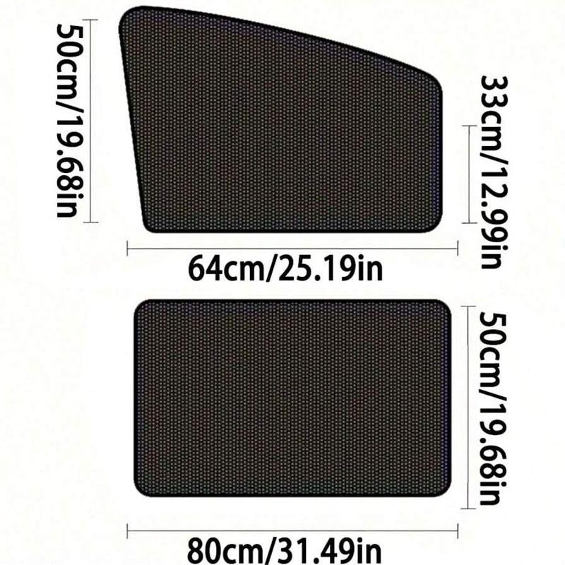4 Pieces Magnetic Car Sun Blinds - Ultra Slim, UV & Thermal Insulation, Telescopic Side Window Sunshades, Mosquito Proof, Partia