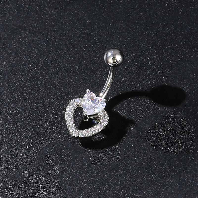 

Циркониевые кольца для пирсинга пупка из нержавеющей стали с бантом и сердцем для женщин, сексуальное кольцо для пирсинга пупка, украшение для тела A1