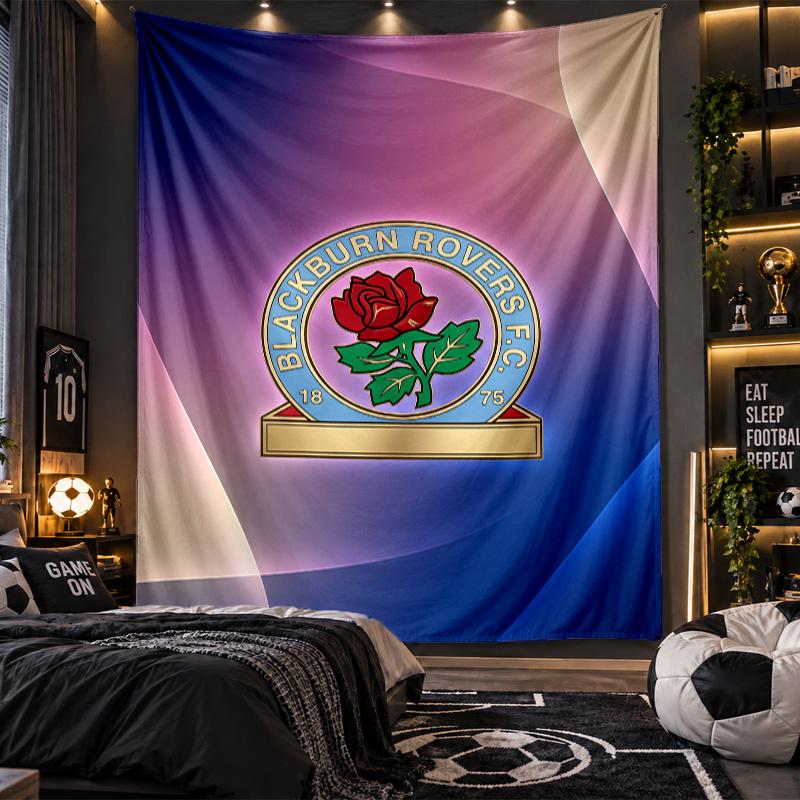 Wall Hanging Tapestry Blackburn Rovers Football Print Cloth for Living Room Bedroom Home Decor
