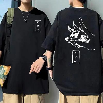 Japońskie anime piła łańcuchowa unisex hayakawa aki lis diabeł kon t-shirt z nadrukiem unisex miękkie bawełniane t-shirty unisex kobiety unisexga T Shirt Streetwear
