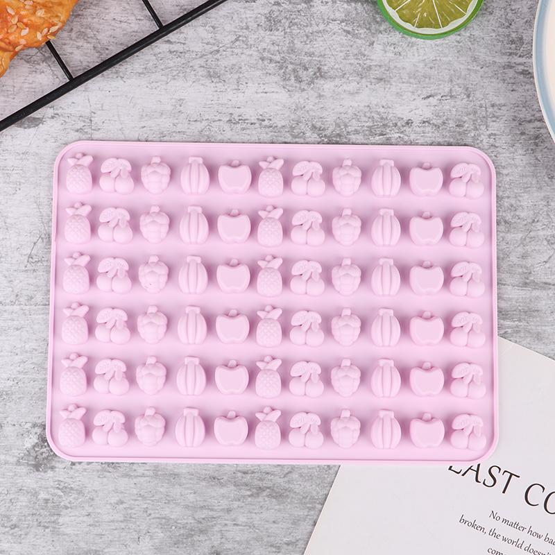 66 Holes Candy Fudge Silicone Mold Mini Chocolate Ice Cube Tray Fruit Shaped Non-Stick Soft Jelly Mold