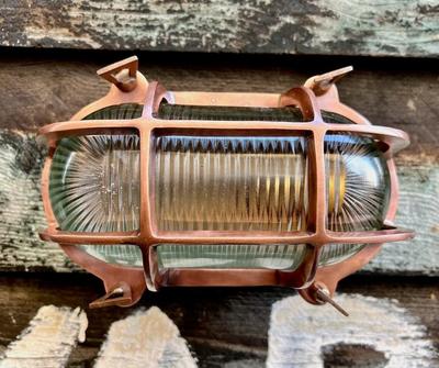 Industrielle Schottenleuchte Wand-/Deckenleuchte Retro Old Marine Antikfarbe Aluminium Ovalform Wandleuchte