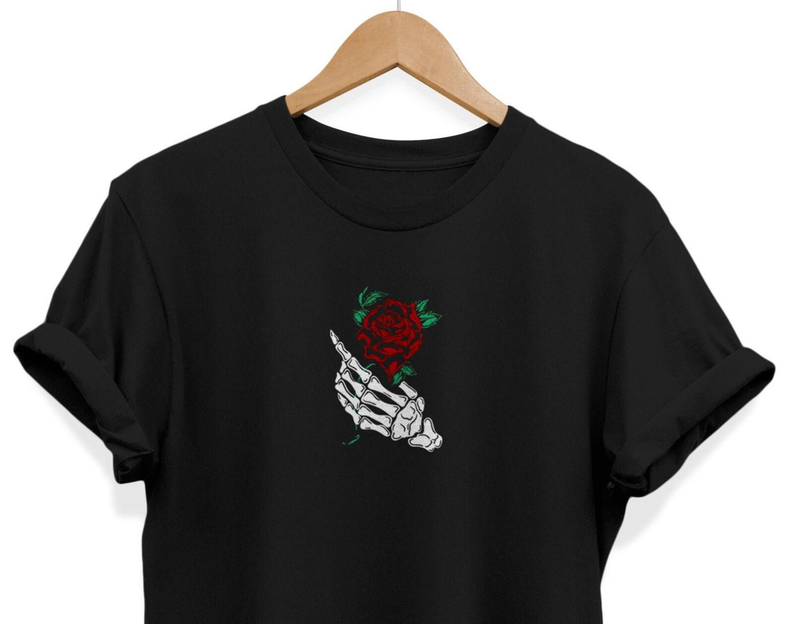 Gothic Rose Skeleton Hand T-shirt: Alternative E-girl E-boy Tee 3XL