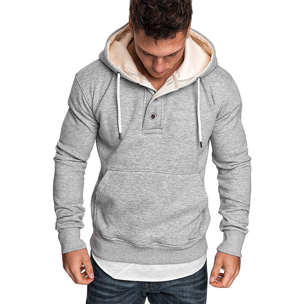 Men's  Spring Solid Color Long Sleeve Hoodies Sweatershirt Tops Shirt