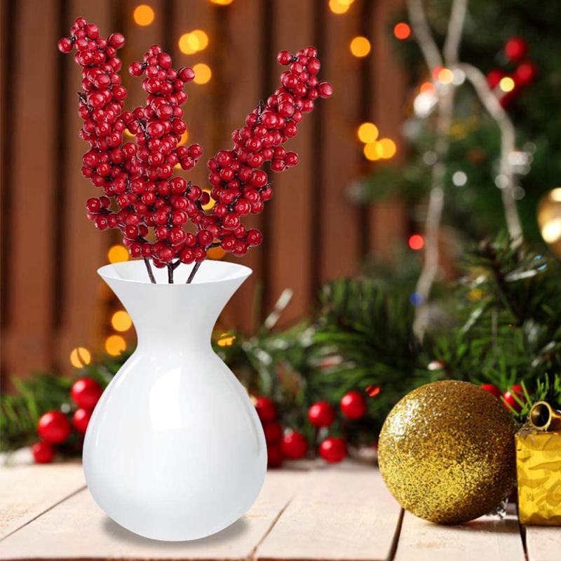 10PC Christmas Artificial Berries Branches Decor Xmas Red Berry Flowers Bouquet DIY Holiday Wreath Craft Home Party Ornament