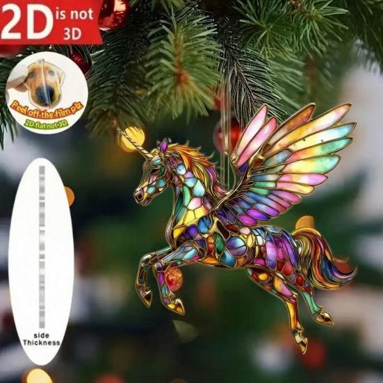 Horse Pendant 2D Acrylic Realistic Horse Decoration Christmas Ornament with Hanging Loop Equestrian Lovers Holiday Decor