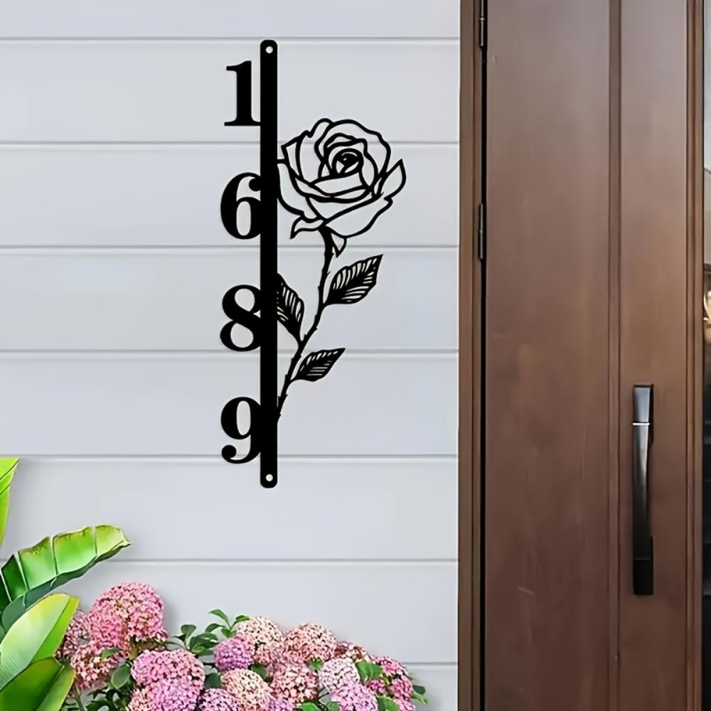 1pc Handmade Rose Metal Wall Sign Vertical Outdoor Garden Christmas Gift