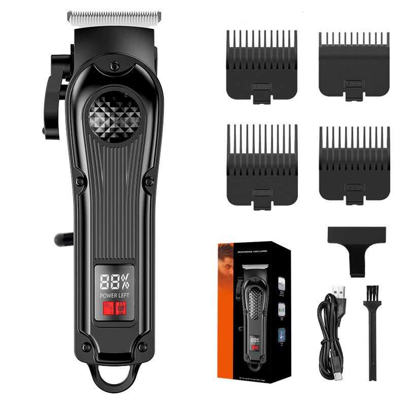 Digital Display Hair Clipper Set: Electric Parent-Child Haircut Kit with Oil Head Carving and Scissors