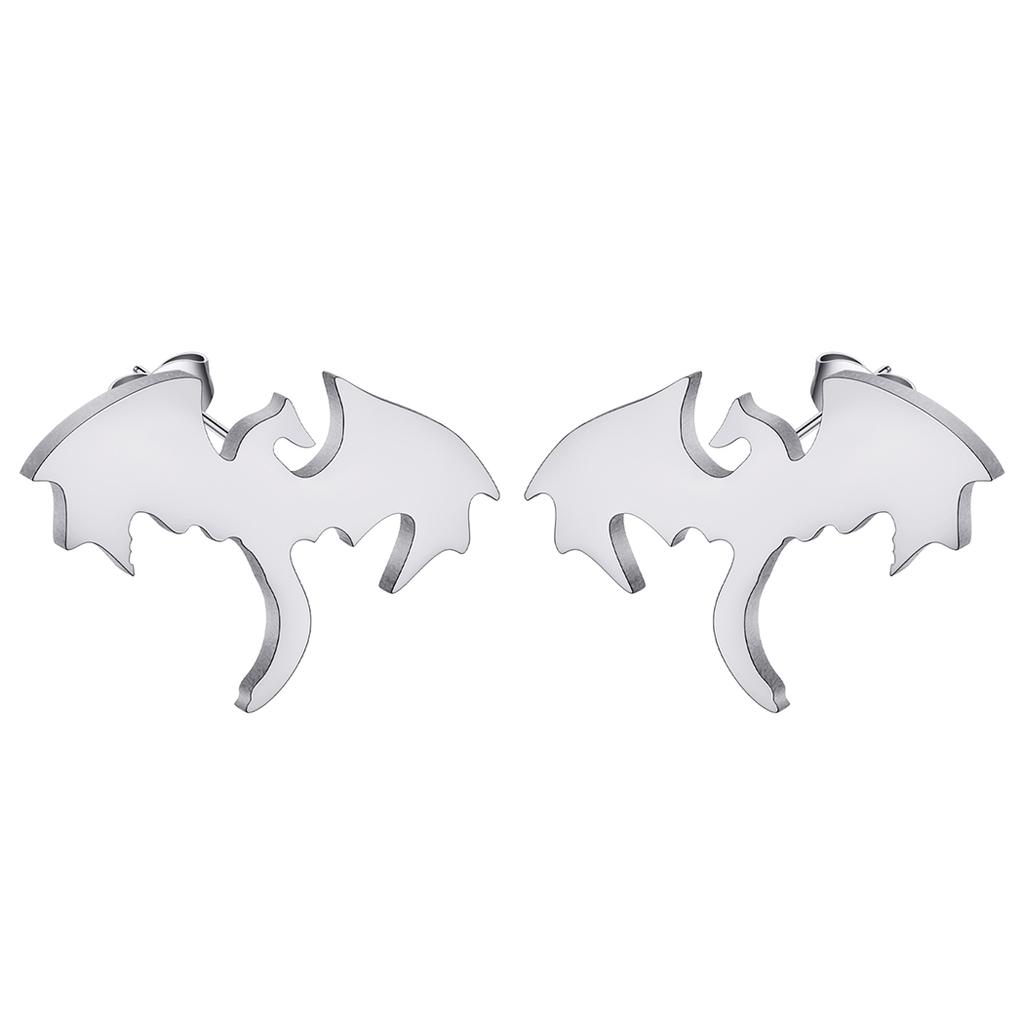Punk Black Western Dragon Ear Stud Trend Men Stainless Steel Earrings for Women Personalize Rock Hip Hop Streetwear Jewelry Set