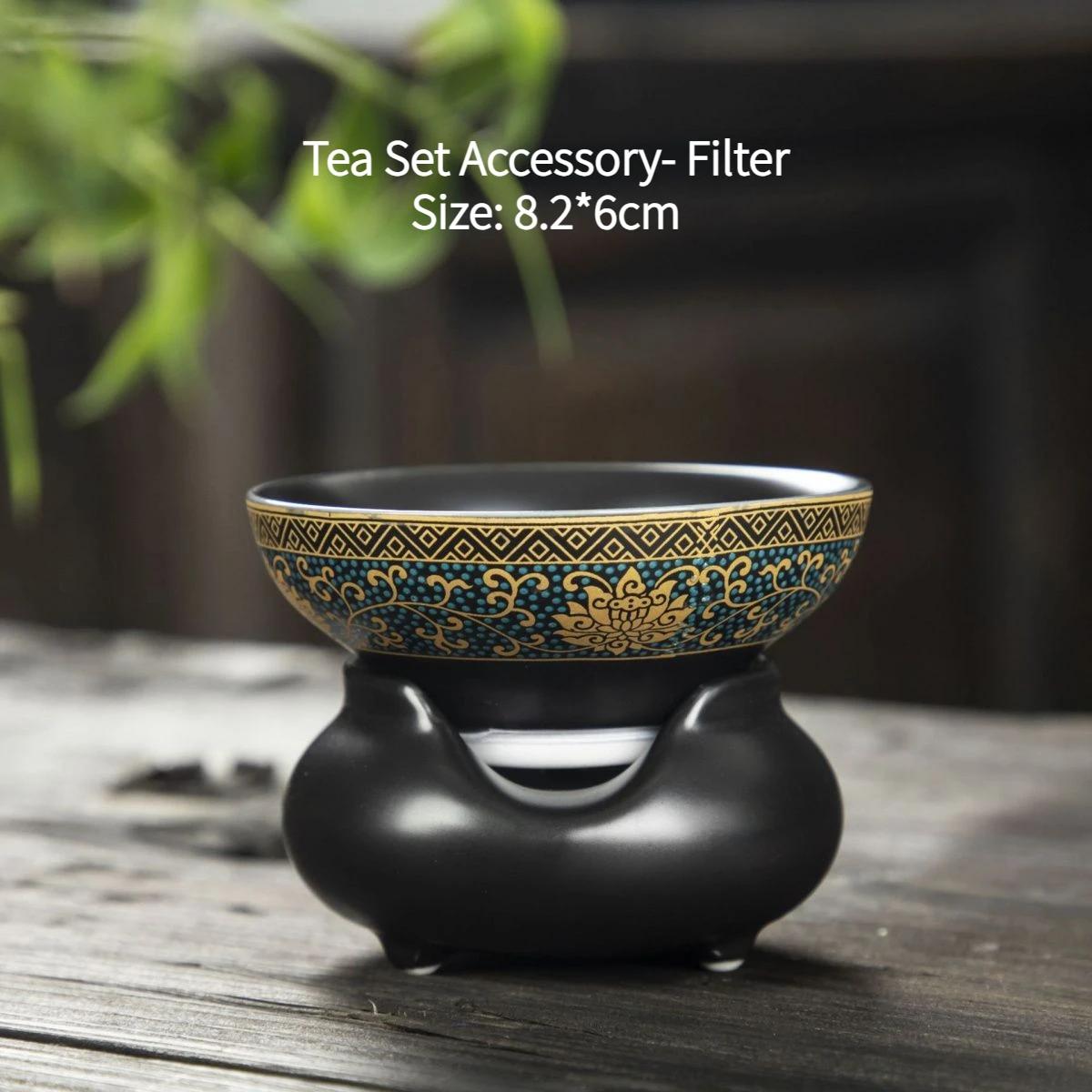 Chinese Kung Fu Tea Set Accessory, Tea Cups, Ceramic Teacups, High-end Household Teaware, Retro Black Creative Lotus Embossed