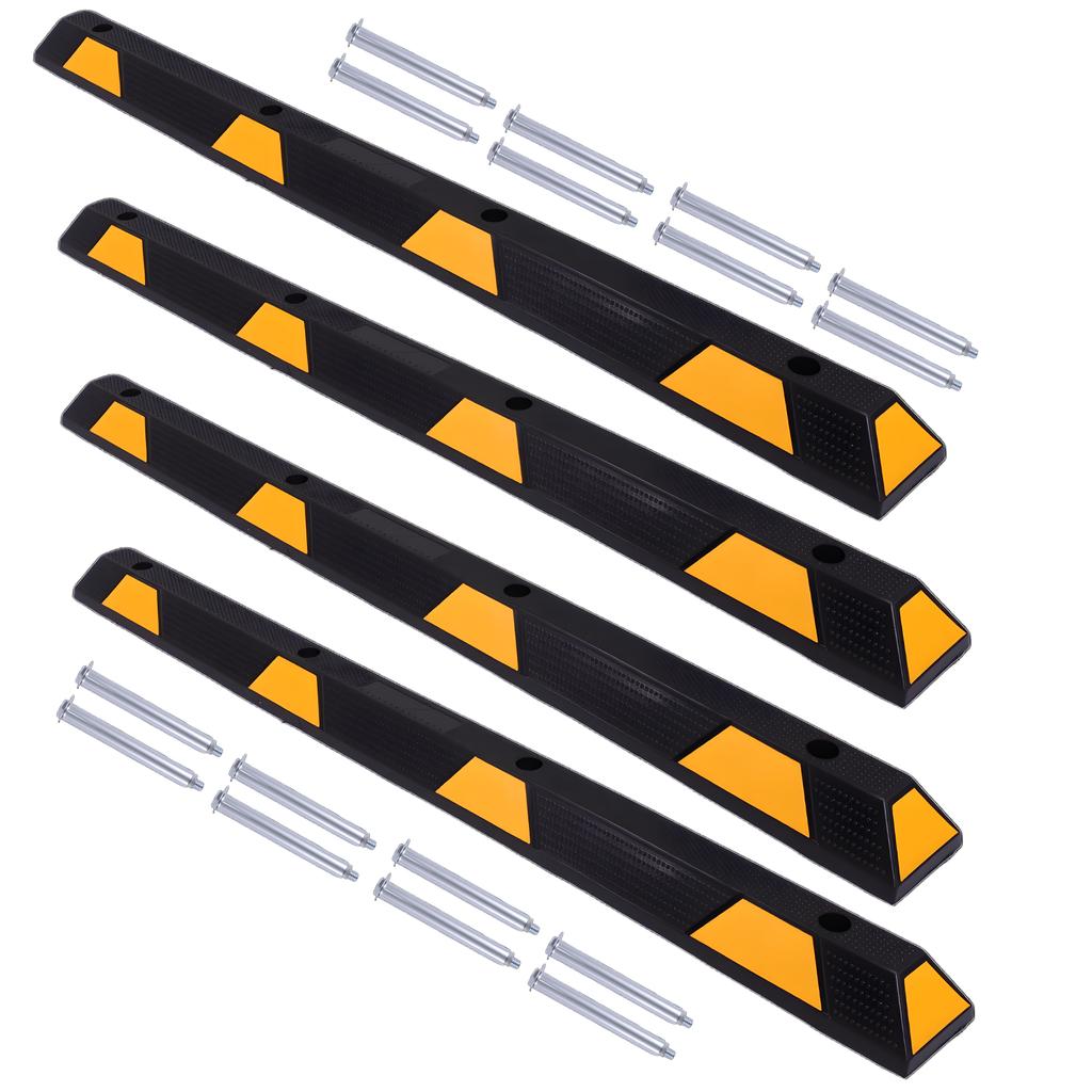 72in Parking Aid Gadgets Tire Stops Bumpers W/ Yellow Reflective Stripes with Bolt Installation for Truck RV Trailer Driveway