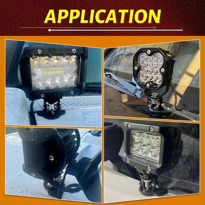 2PCS LED Work Light Mounting Bracket Universal Hood Led Light Bar Mount Bracket Foglight Lamp Holder for Off Road Jeep Truck SUV