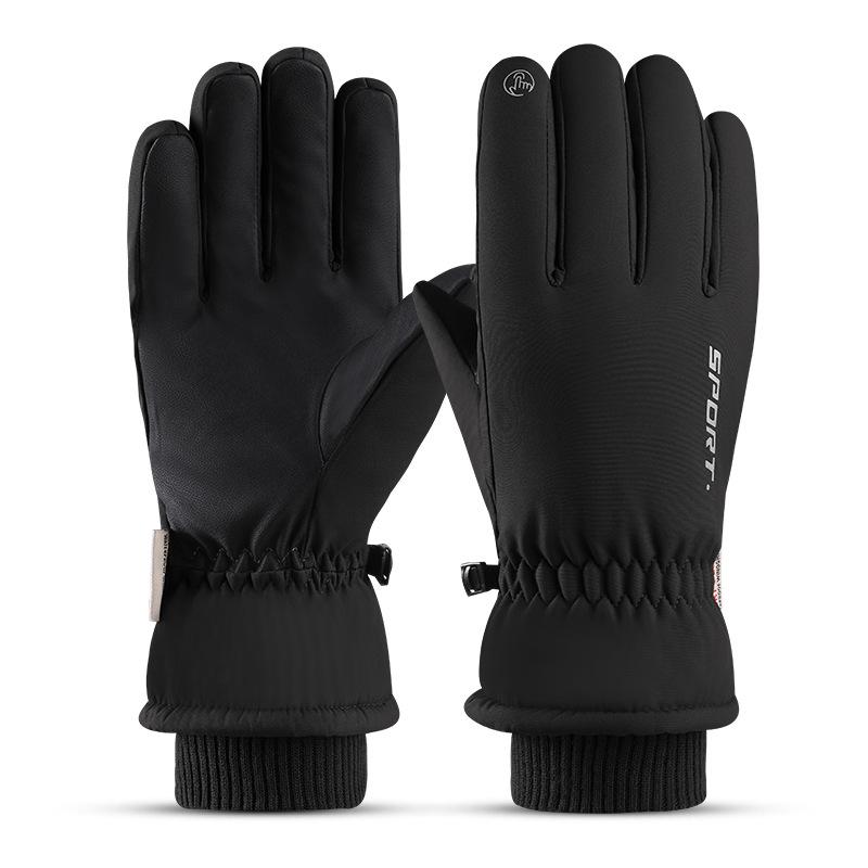 Winter Men's Driving and Skiing Warm Fleece Sports Waterproof and Cold Proof Touch Screen Cycling Gloves