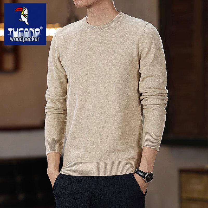 Woodpecker 2025 Men s Black Knitted Crew Neck Long Sleeve Sweater for Spring and Autumn XL