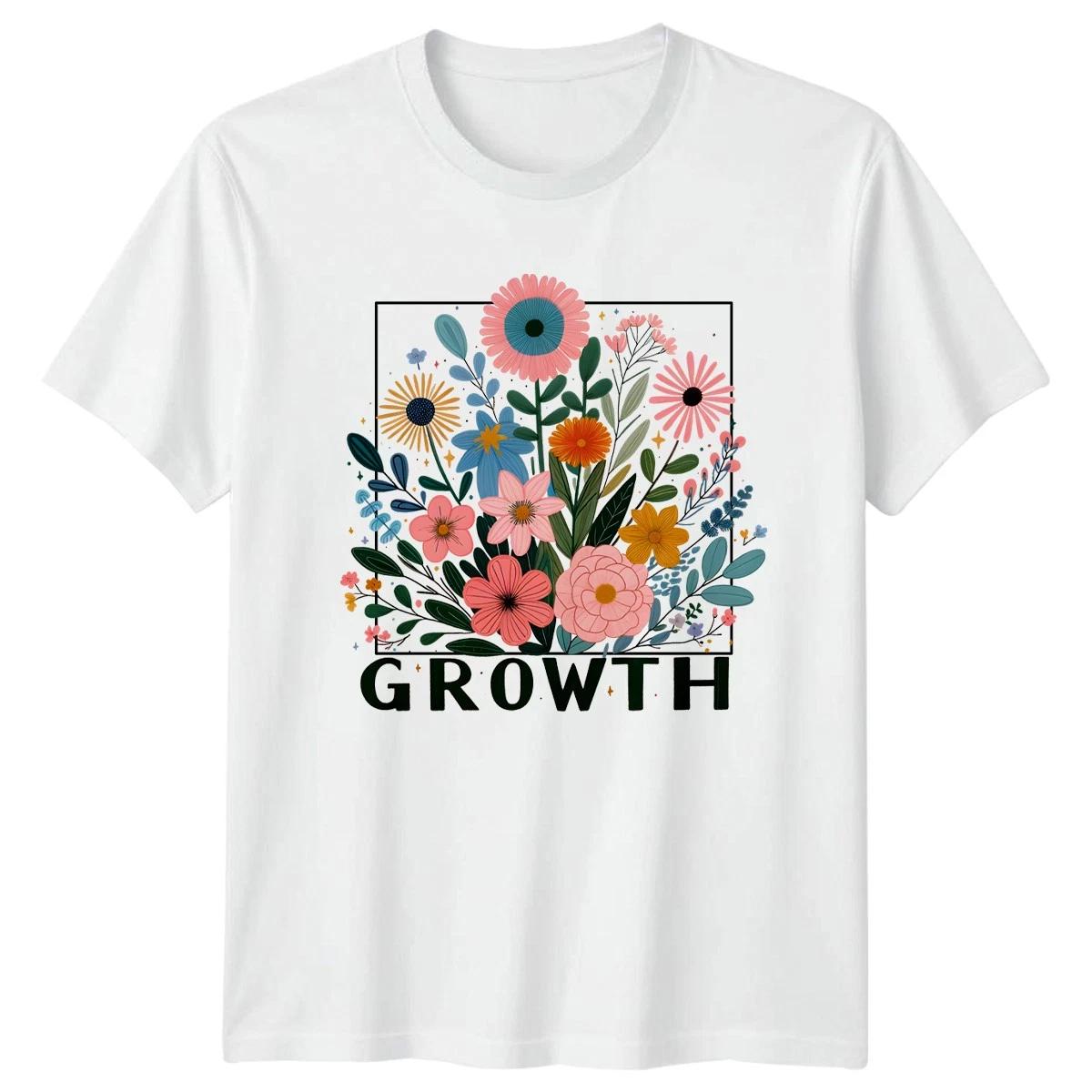 Growth Retro Floral Sublimation Womens T-Shirt Inspirational Nature Birthday L