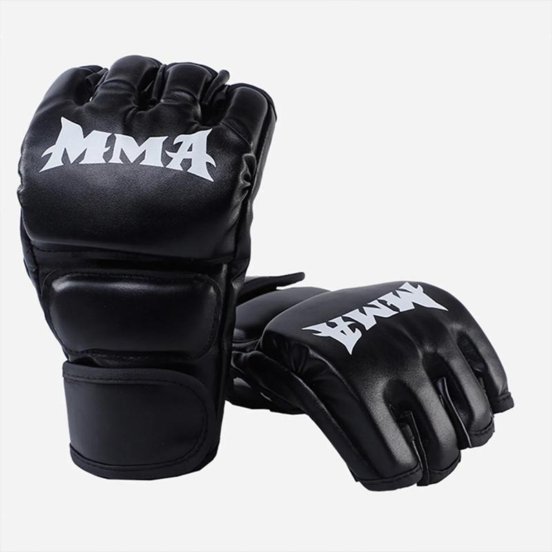 PU Half Finger Boxing Gloves PU Leather MMA Fighting Kick Boxing Gloves Karate Muay Thai Training Workout Gloves Training Gear