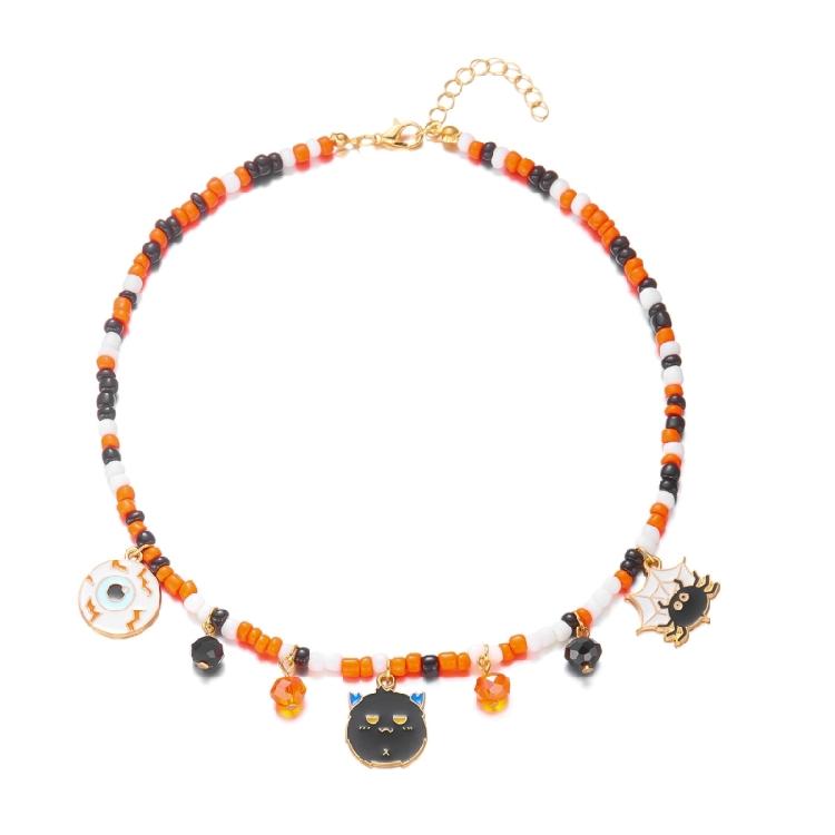 Halloweens Party Necklace With Spiders Pendant Alloy Chain Costume Jewelry for Women Girls and Boys