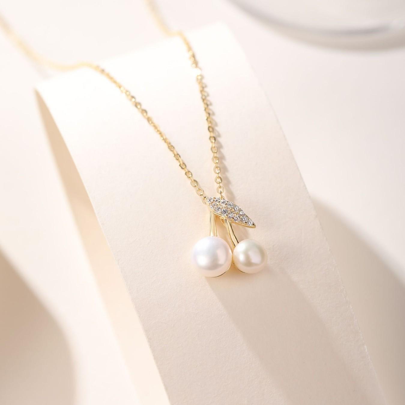 S925 Sterling Silver Pearl Cherry Clavicle Necklace - Elegant & Versatile Women s Accessory 925 Silver