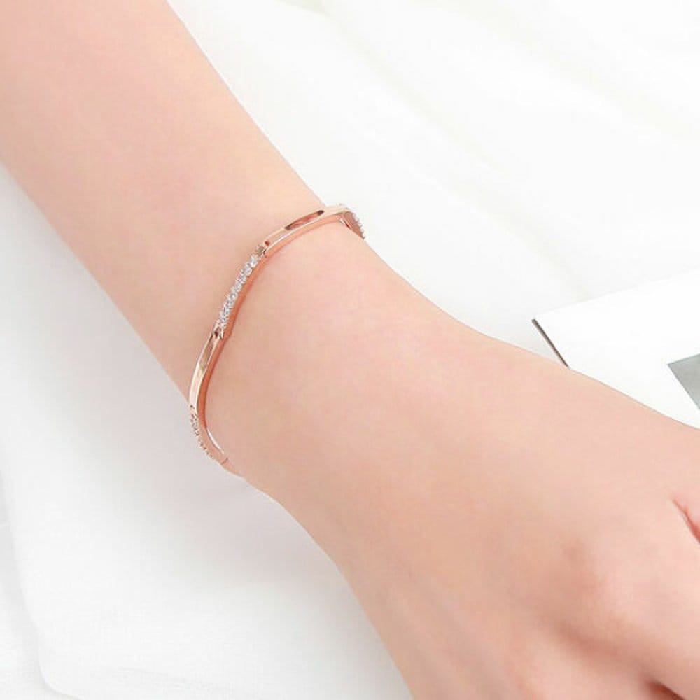 Slimline 14Kgp Curved Bangle Rose Gold Bracelet Jr270