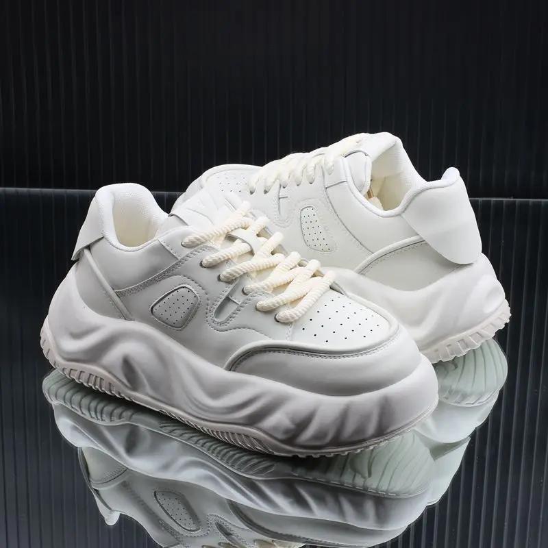 Mesh Breathable Casual Board Shoes Thick Soled Anti Slip Height Increasing Shoes Men Fashion Sneakers Comfort Running Shoes