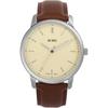 BUREI Men's Minimalist Classic Analog Quartz Watch Leather Waterproof Off-White Brown Gift